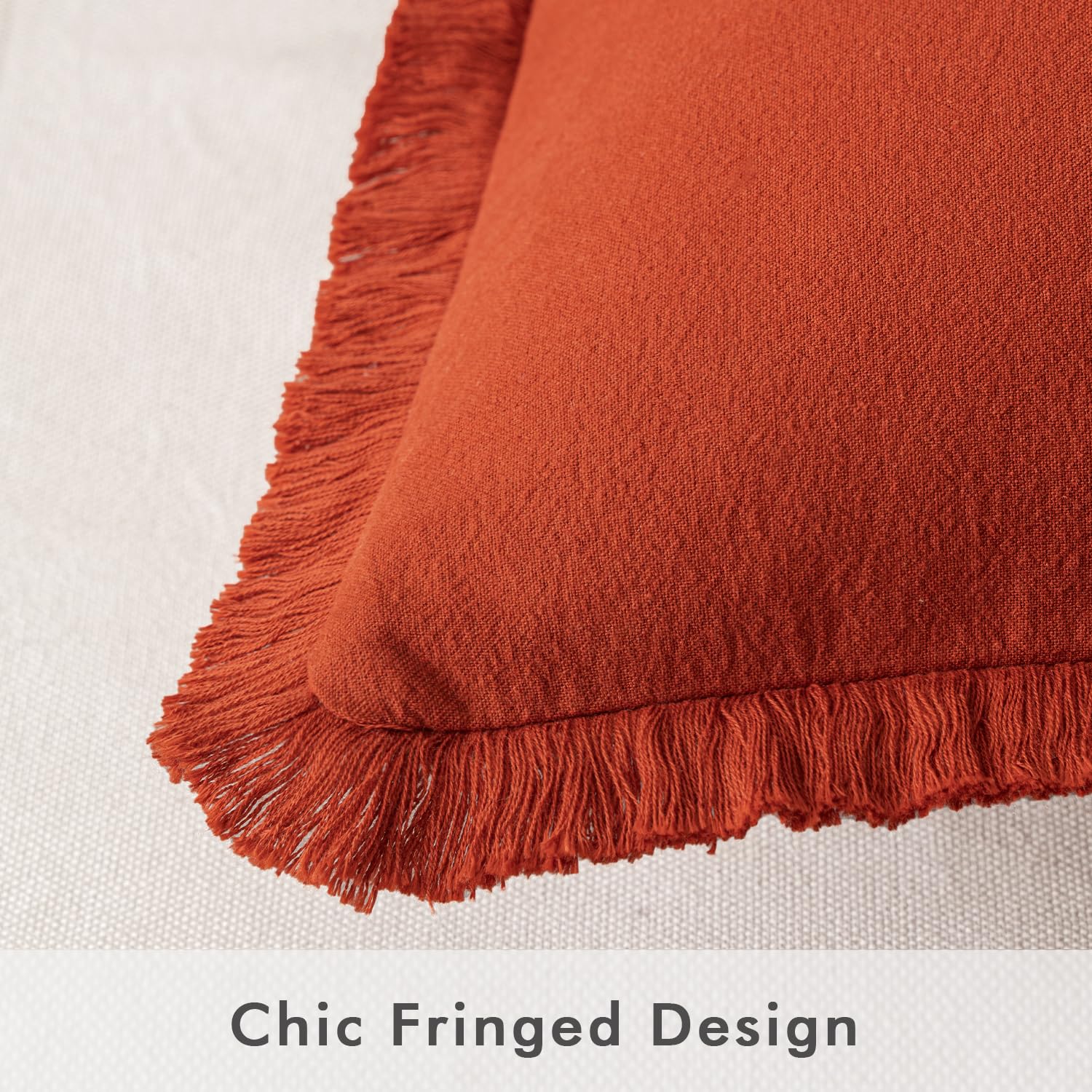 Miulee Pillow Covers Boho Farmhouse 24X24 Set Of 2 Decorative Burnt Orange Couch Pillow Covers With Fringe Chic Cotton Throw Pillows Home Decor Accents For Cushion Sof Bed Living Room